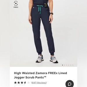 Women's Navy FREEx™ Lined Zamora™ High Waisted - Petite Jogger Scrub Pants - M